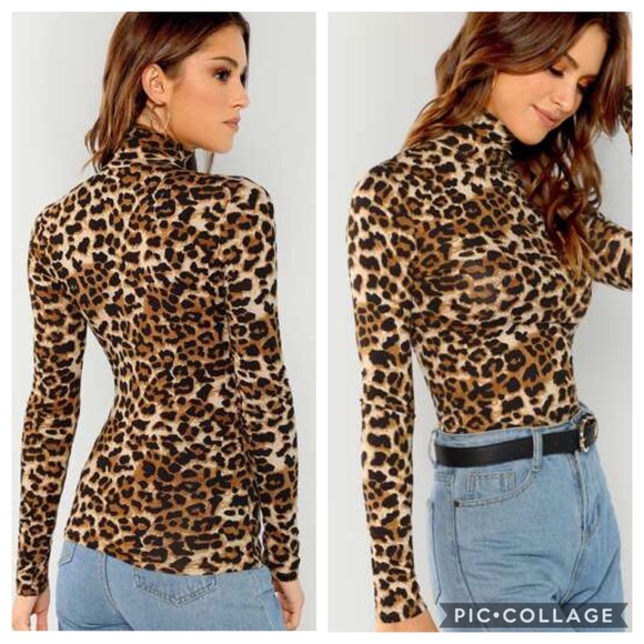 🐾🆕High Neck Leopard Print Fitted Top🐾 - Picture 3 of 4